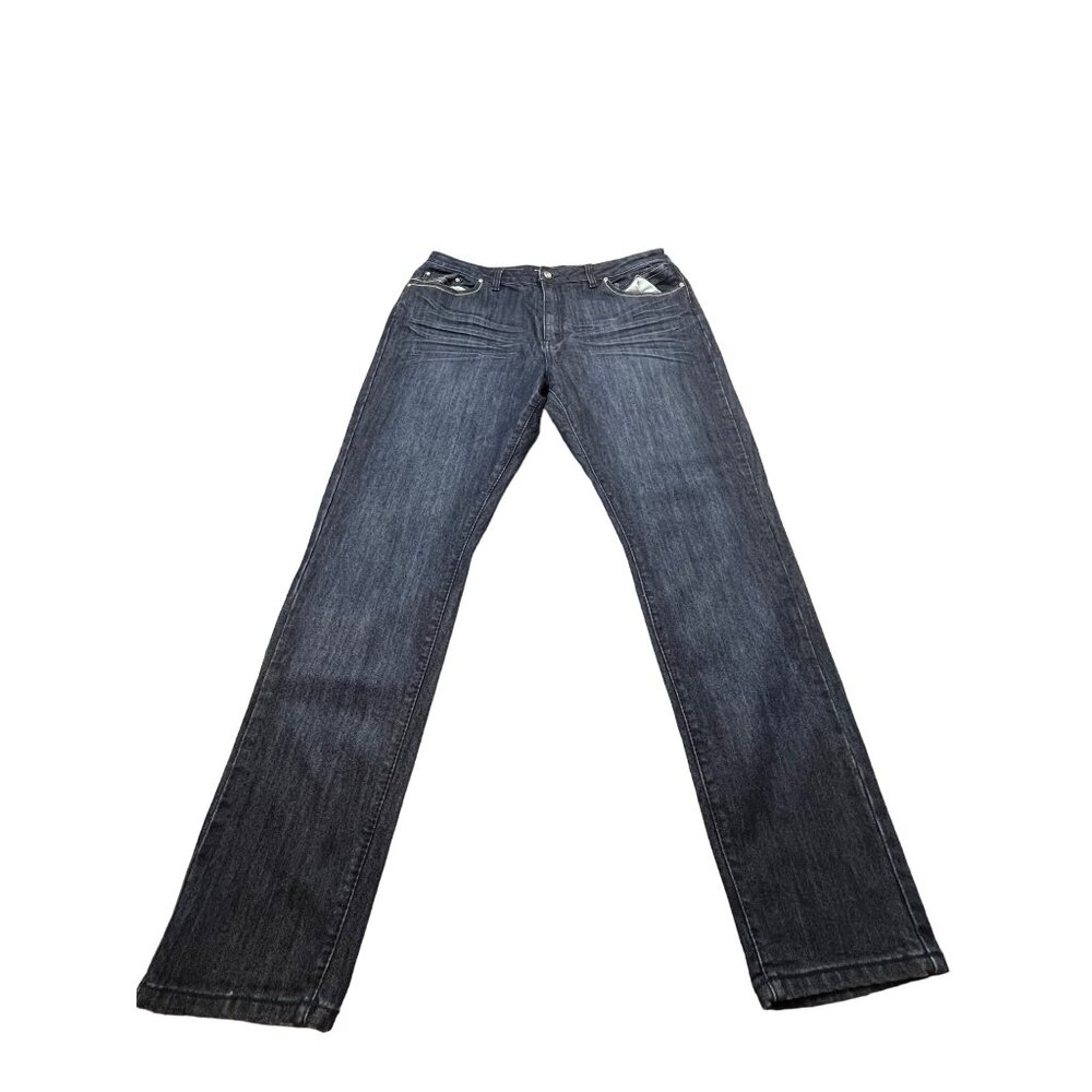 Village Womens Size 22 Straight Leg Jeans Dark Wash Denim W36 L31 Spandex Blend